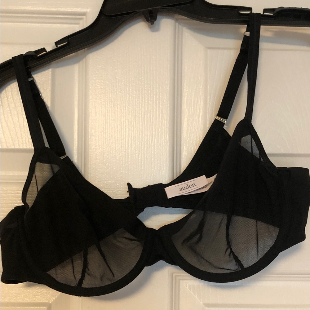 Auden Black Mesh Underwire Bra